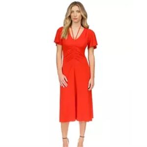 MICHAEL Michael Kors
Women's Ruched Front Flutter Sleeve Midi Dress